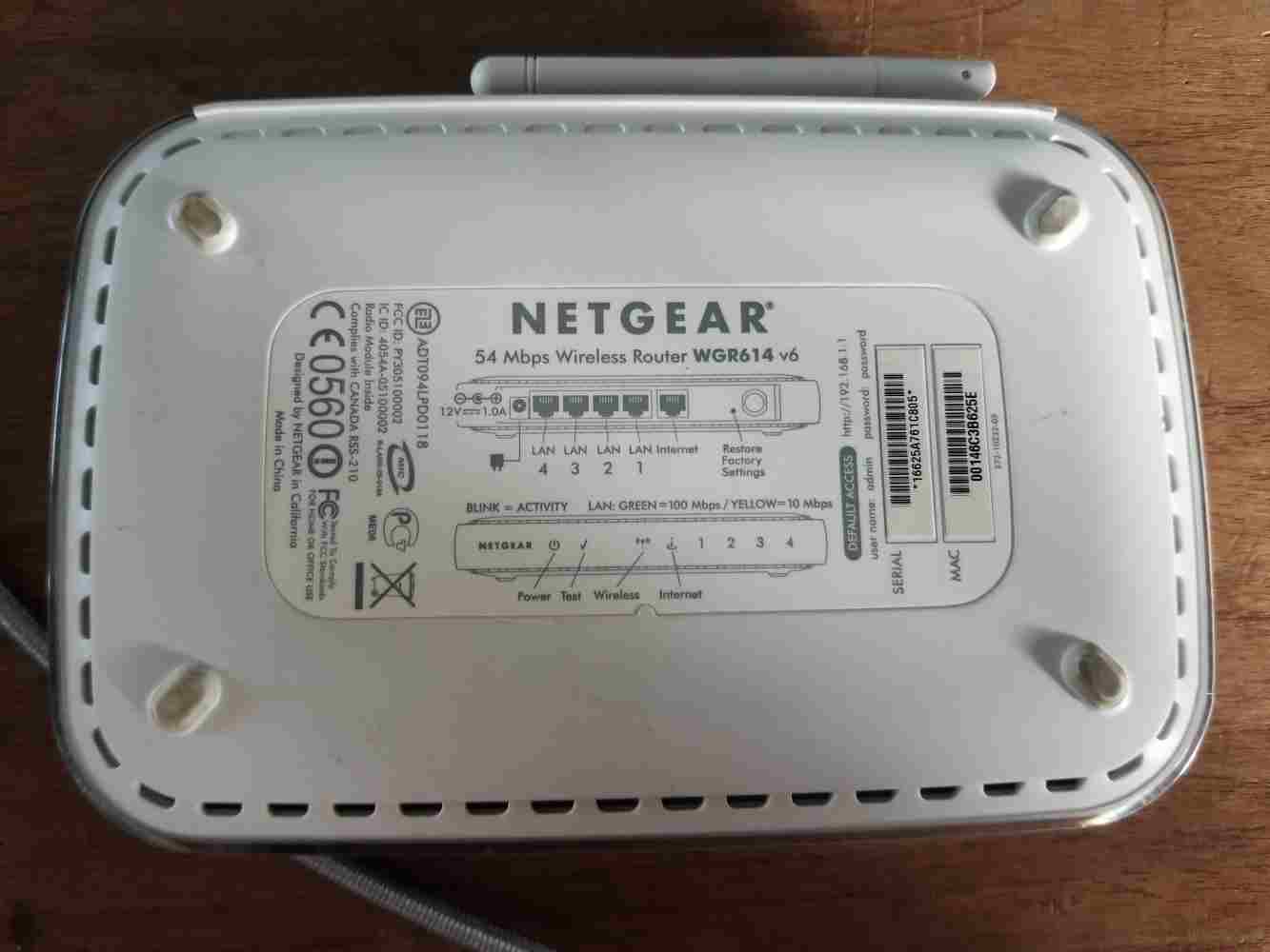 Bottom of netgear router case