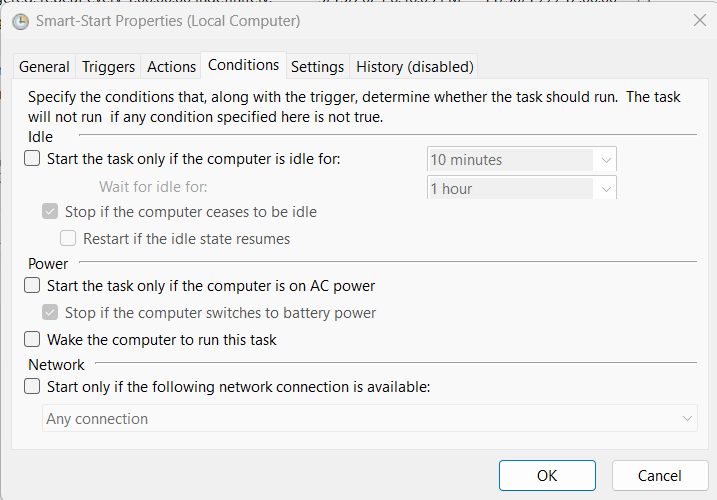 Create Task - Conditions