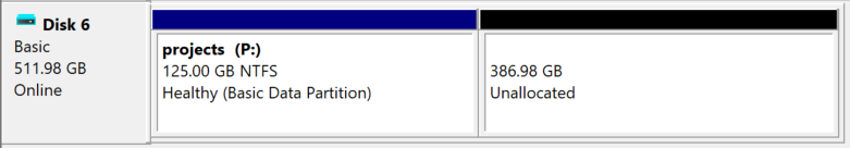 disk management projects visual representation