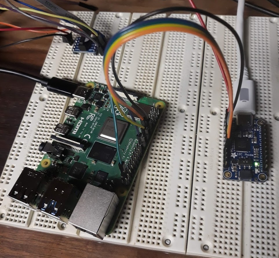 Raspberry Pi 4 connected to FT232H PCB