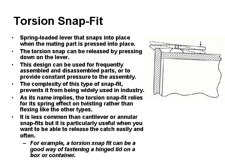 Torsion Snap Lock